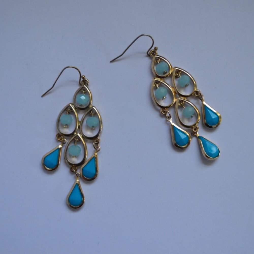 Blue & Teal Rain Drop Earrings